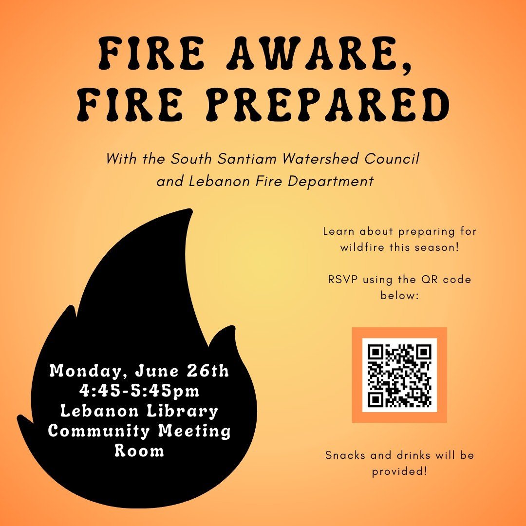 Thinking about wildfire this season? We are too. Come join us to talk about wildfire preparedness and resilience in conjunction with the Lebanon Fire Department at the Lebanon Public Library. We'll cover the best way to be prepared for wildfires, whether you live on a farm, in the woods, or right in town. We hope to see you there!